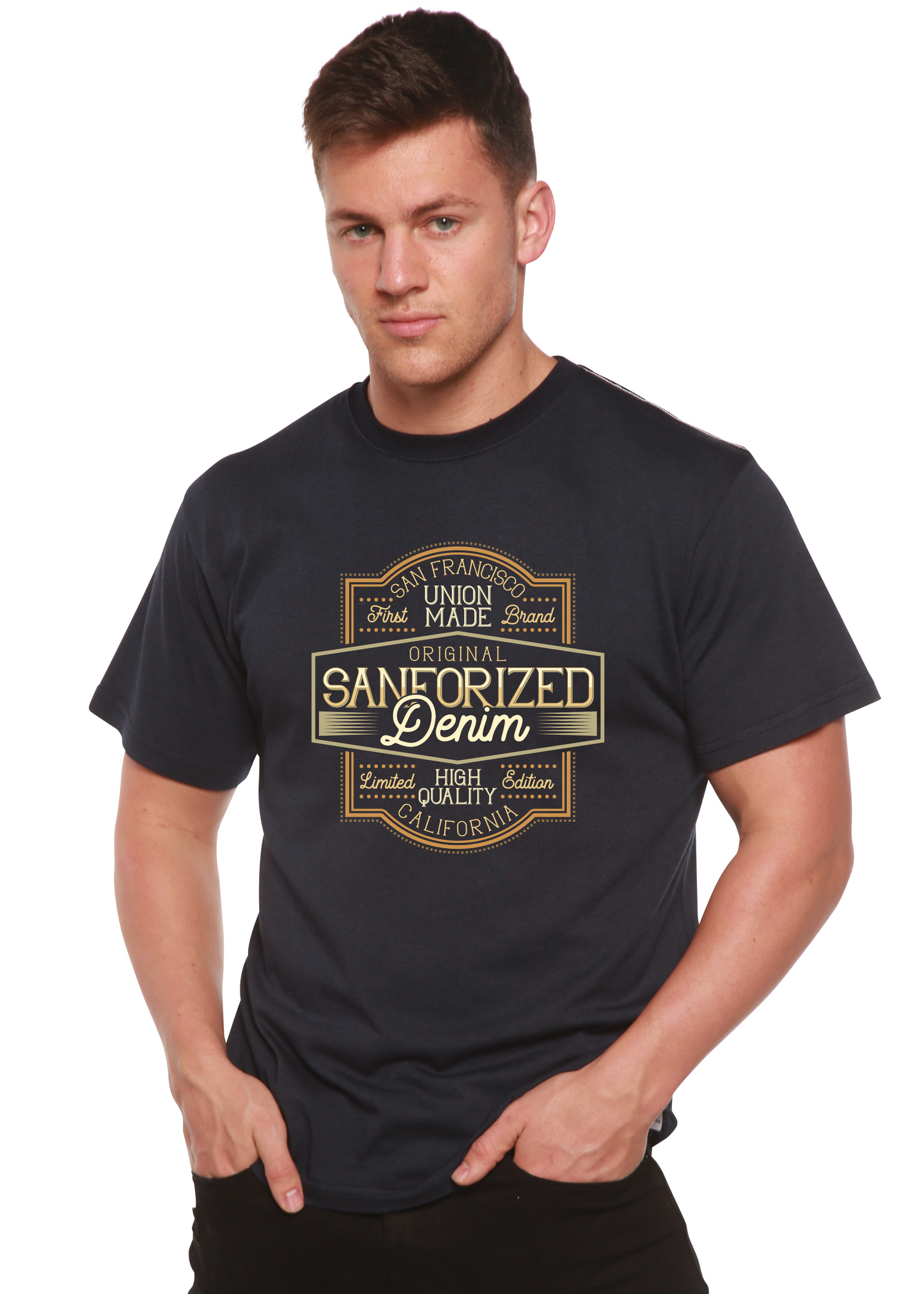 Original Sanforized Denim Men's Bamboo Viscose/Organic Cotton Short Sleeve Graphic T-Shirt