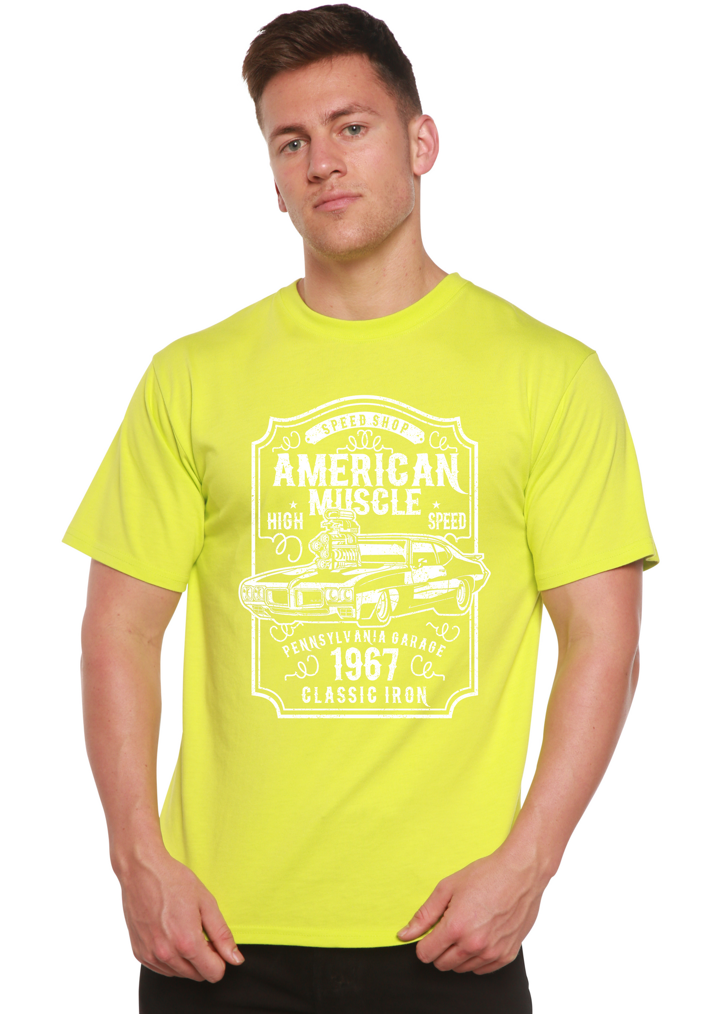 American Muscle Men's Bamboo Viscose/Organic Cotton Short Sleeve Graphic T-Shirt