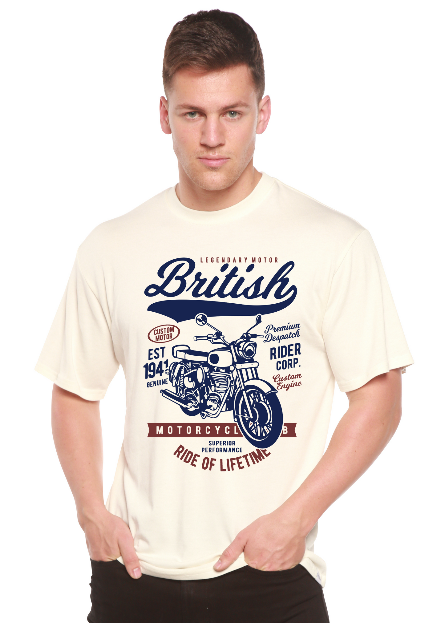 British Motorcycle Men's Bamboo Viscose/Organic Cotton Short Sleeve Graphic T-Shirt