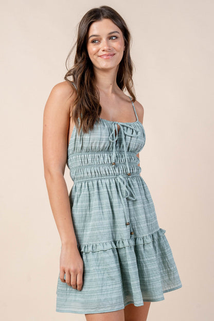 JACQUARD NYLON RAYON MINI DRESS