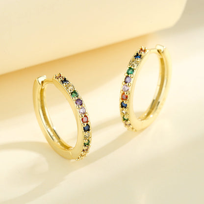 Sterling Silver Multi-Color Huggie Hoop Earring with Swarovski crystal - The Avenue44