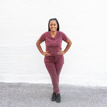 MAMA V-NECK- Oxblood Snow Wash - The Avenue44