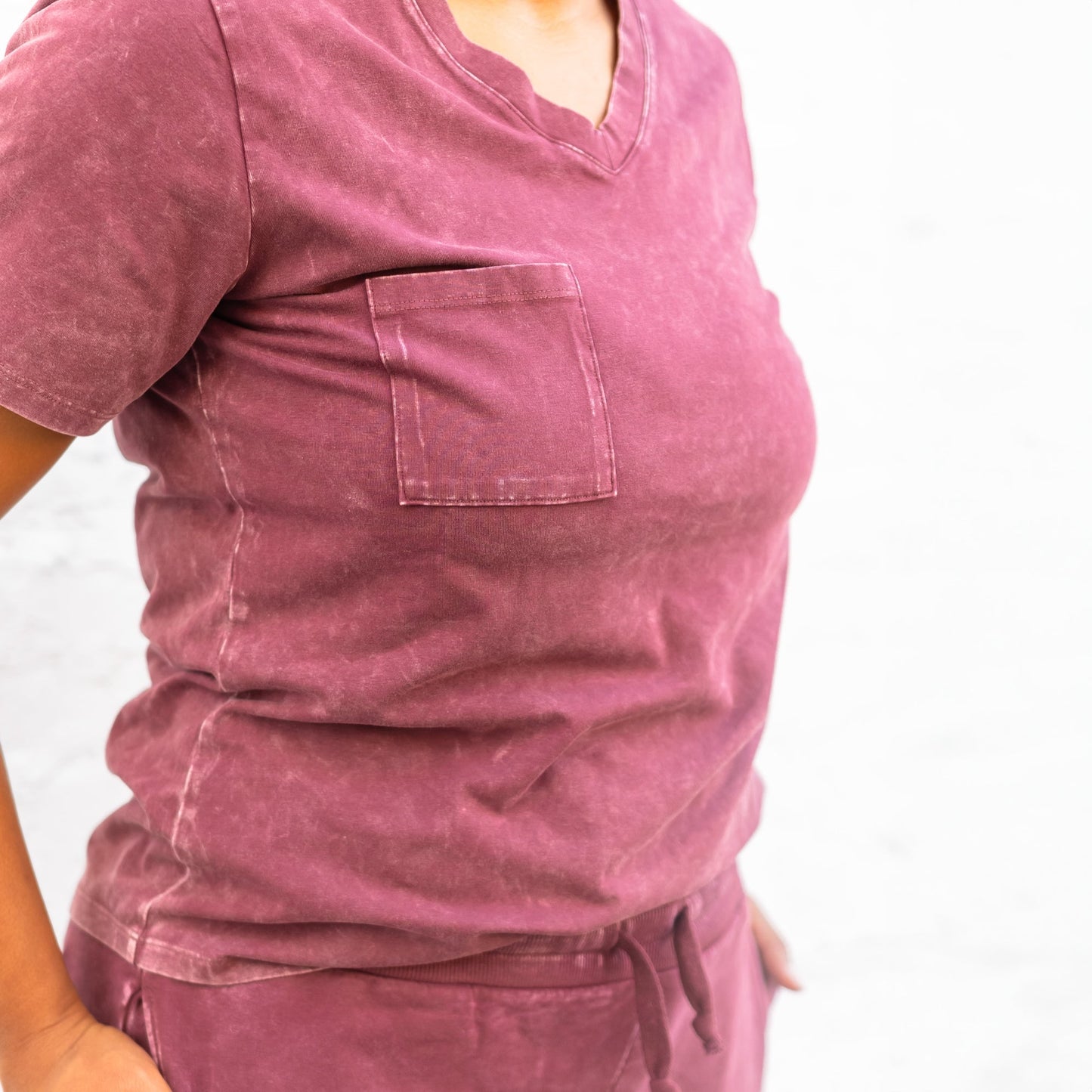 MAMA V-NECK- Oxblood Snow Wash - The Avenue44