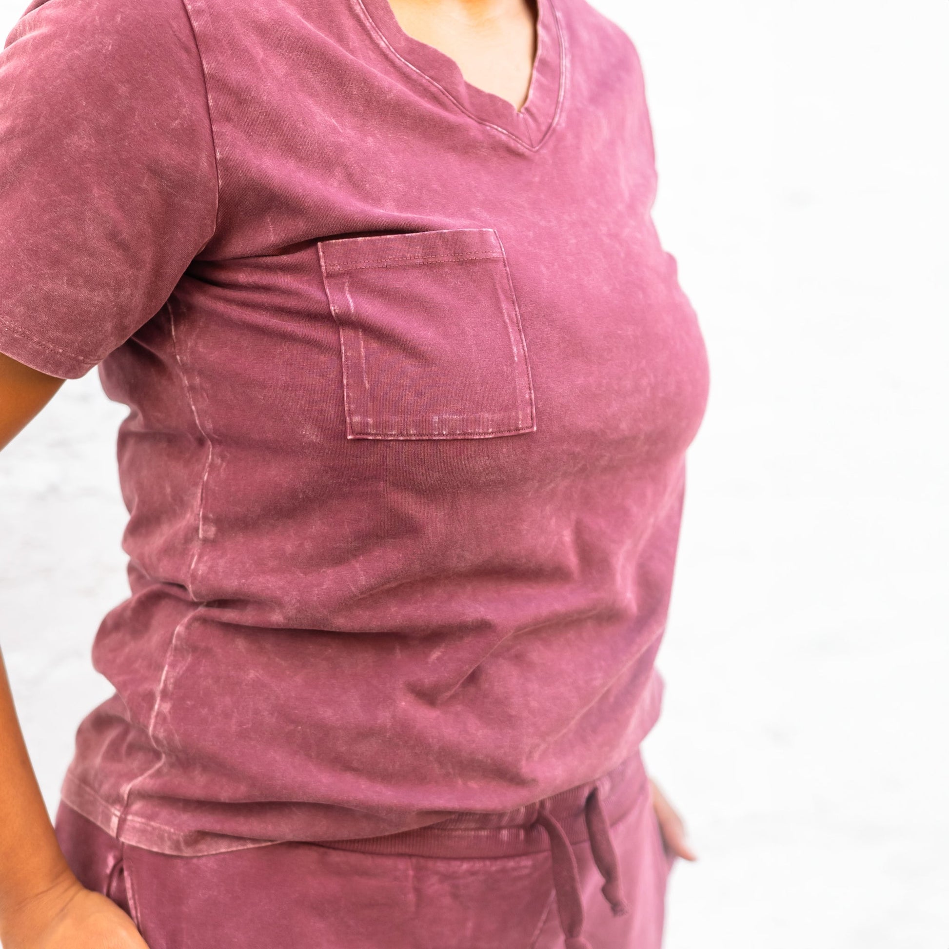 MAMA V-NECK- Oxblood Snow Wash - The Avenue44