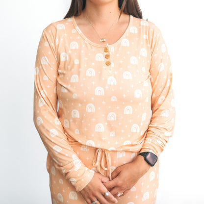 WOMANS PAJAMA SET- Rainbow Ribbed - The Avenue44