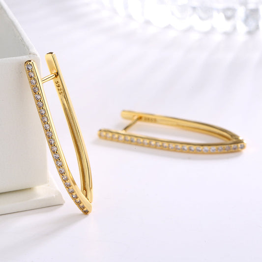 14K Gold over Sterling Silver Swarovski Crystal Hoop Earrings - The Avenue44