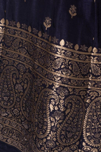 Alastair Blue and Gold Gown with Banarasi Border