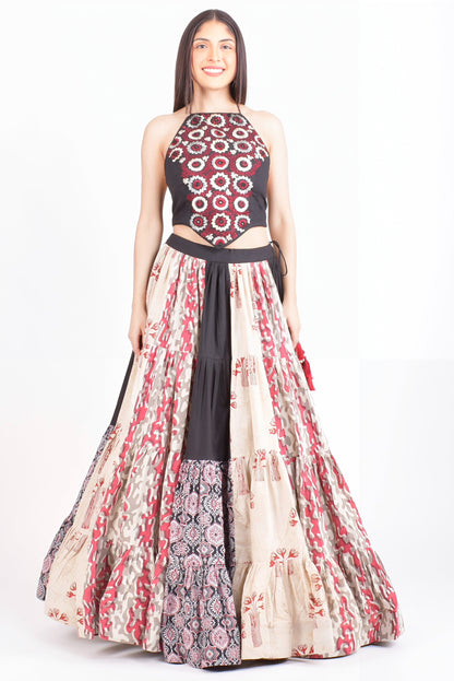 Aria Full Flare Cotton Hand Blocked Chaniya Choli