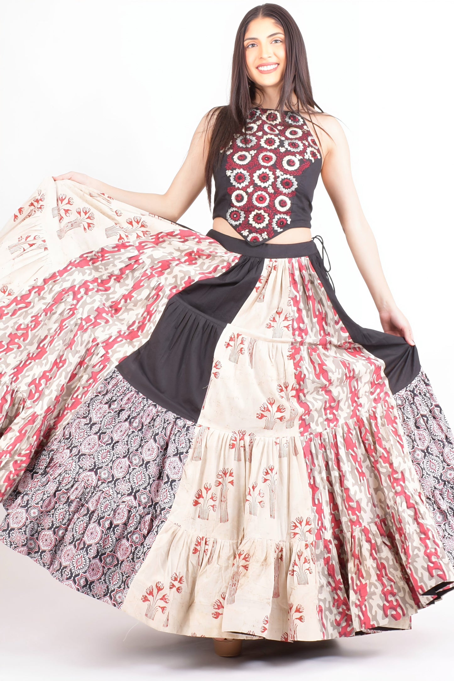 Aria Full Flare Cotton Hand Blocked Chaniya Choli