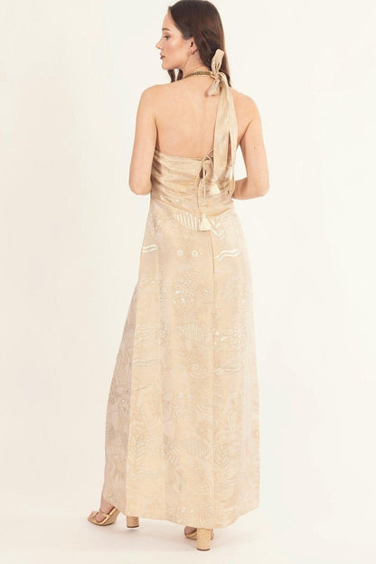 Athena Tan Long Dress with Slit