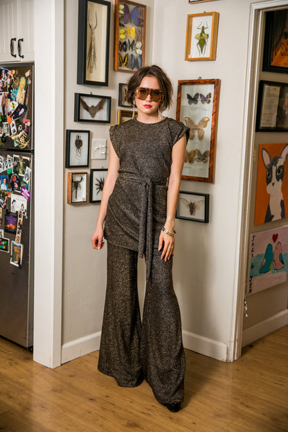 Aura Gold Tunic & Palazzo Pant Set