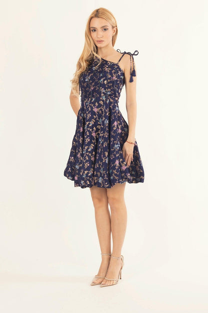 Azurine Blue One Shoulder Short Dress