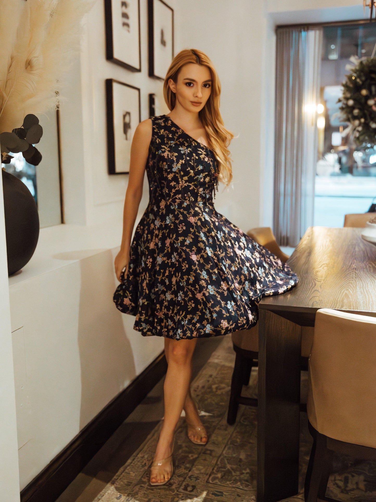 Azurine Blue One Shoulder Short Dress