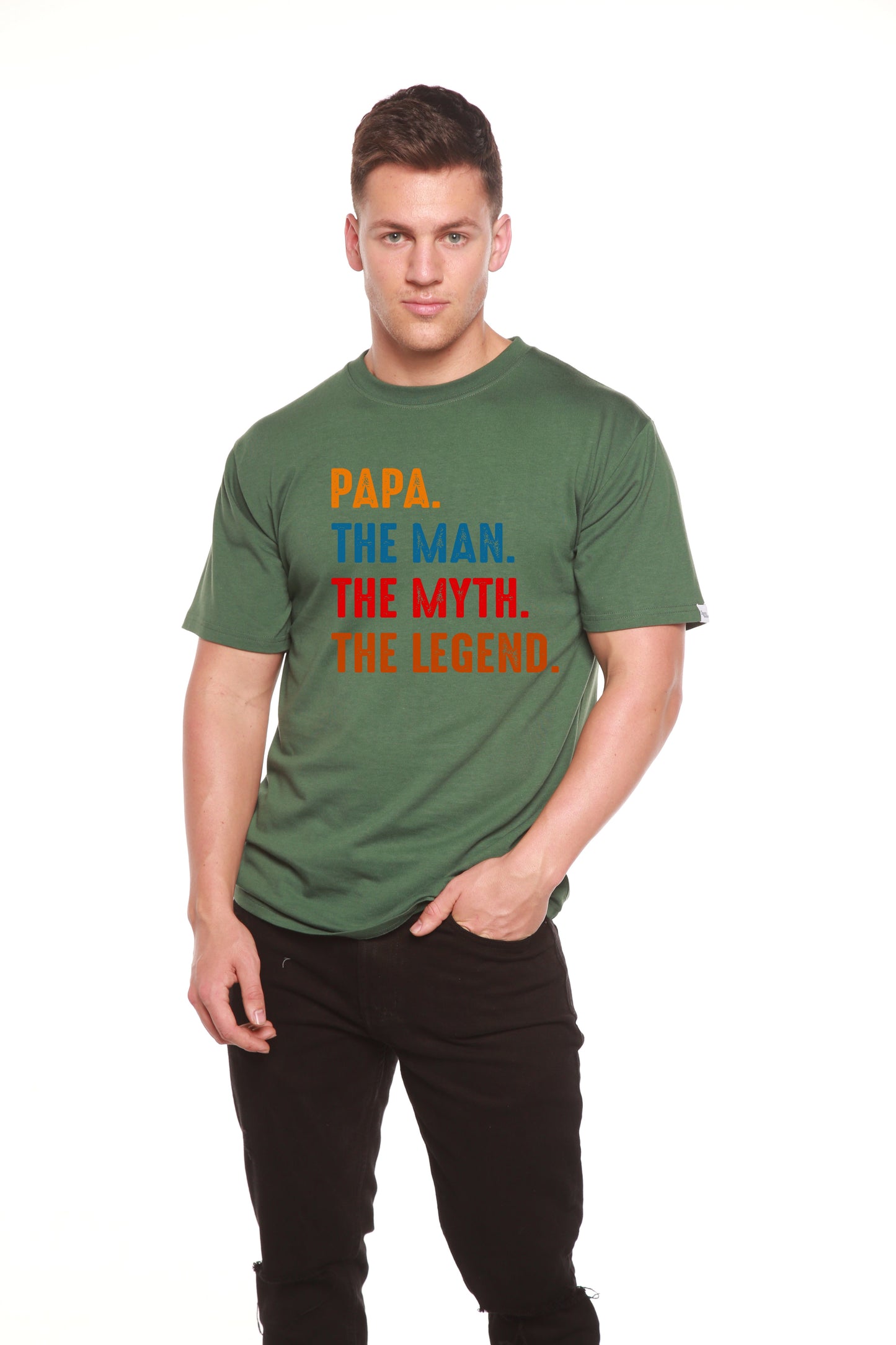 Papa, the Man, the Myth, the Legend Men's Bamboo Viscose/Organic Cotton Short Sleeve Graphic T-Shirt