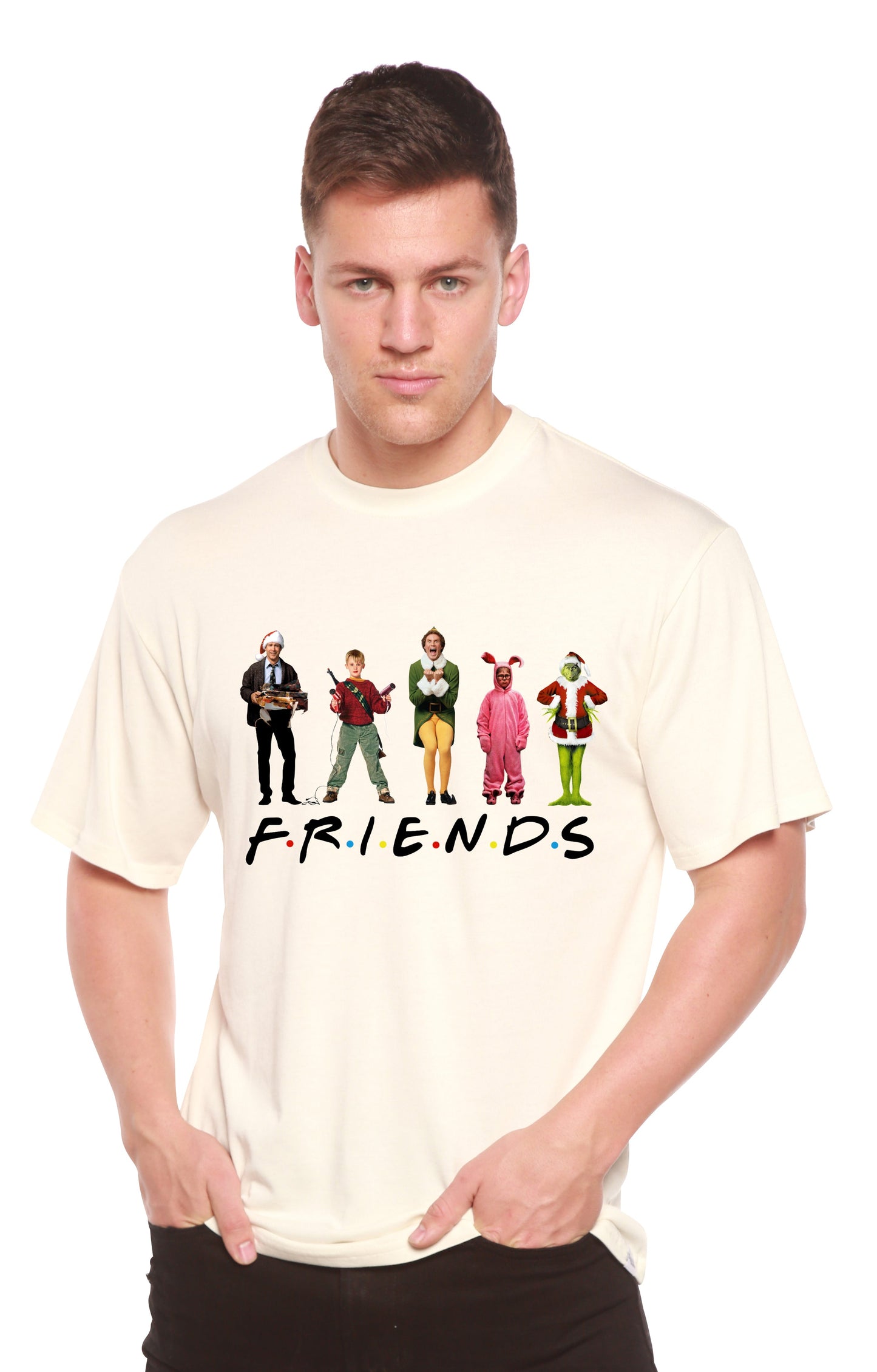 Funny Christmas Movies Printed Men's Bamboo T-Shirt