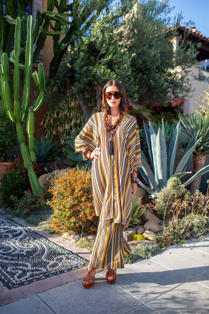 Bank Striped Tunic Caftan Set
