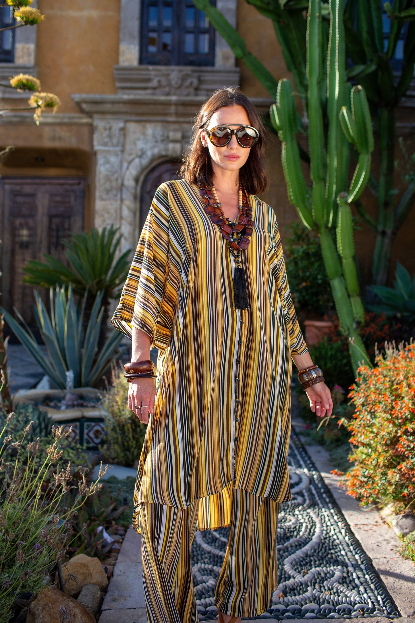 Bank Striped Tunic Caftan Set