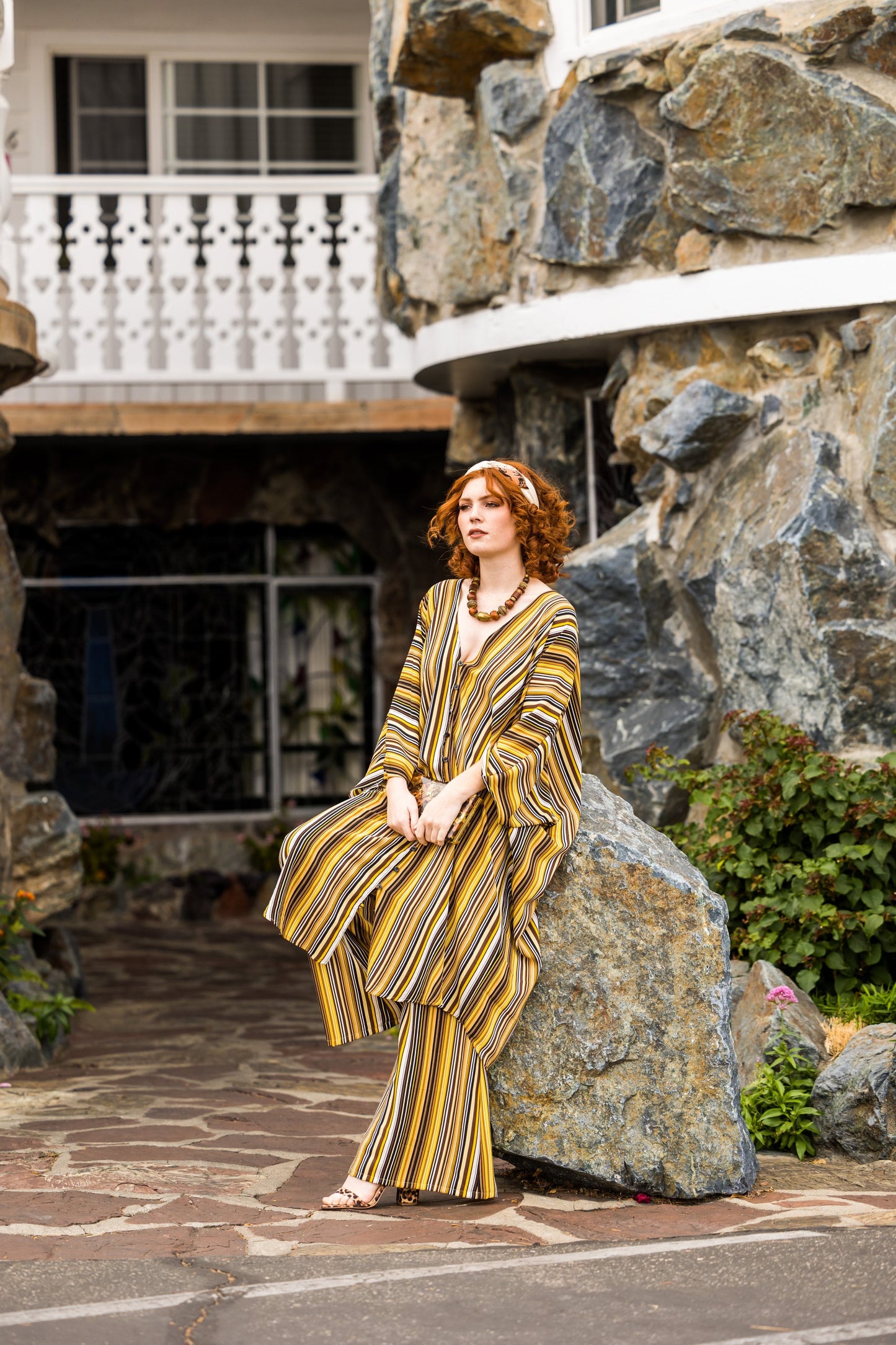 Bank Striped Tunic Caftan Set