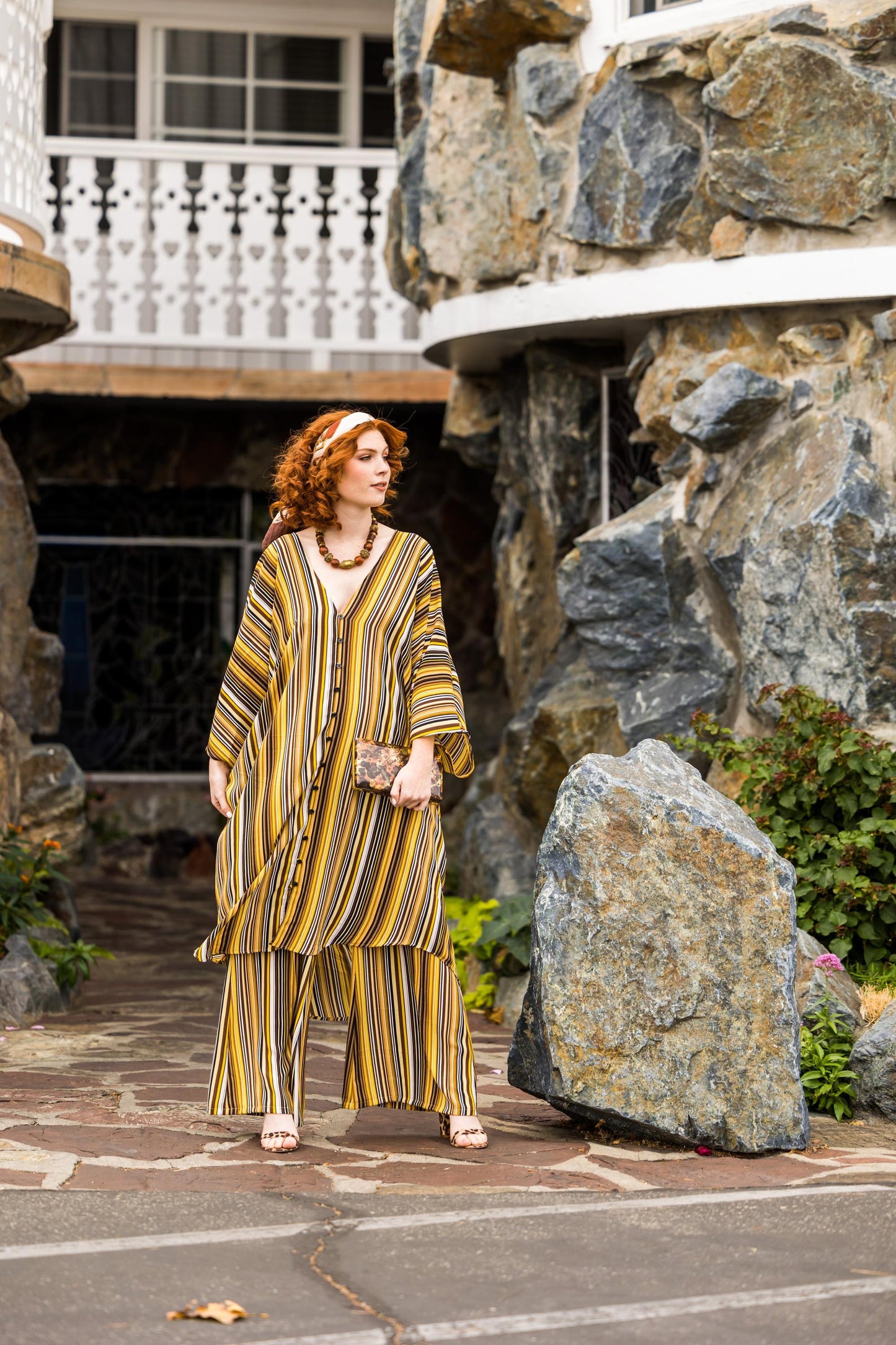 Bank Striped Tunic Caftan Set