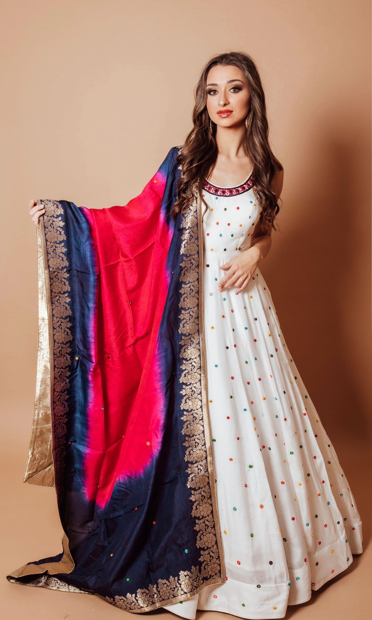 Briar White Anarkali Long Dress