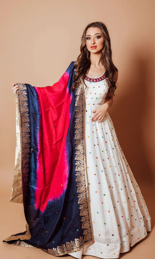 Briar White Anarkali Long Dress