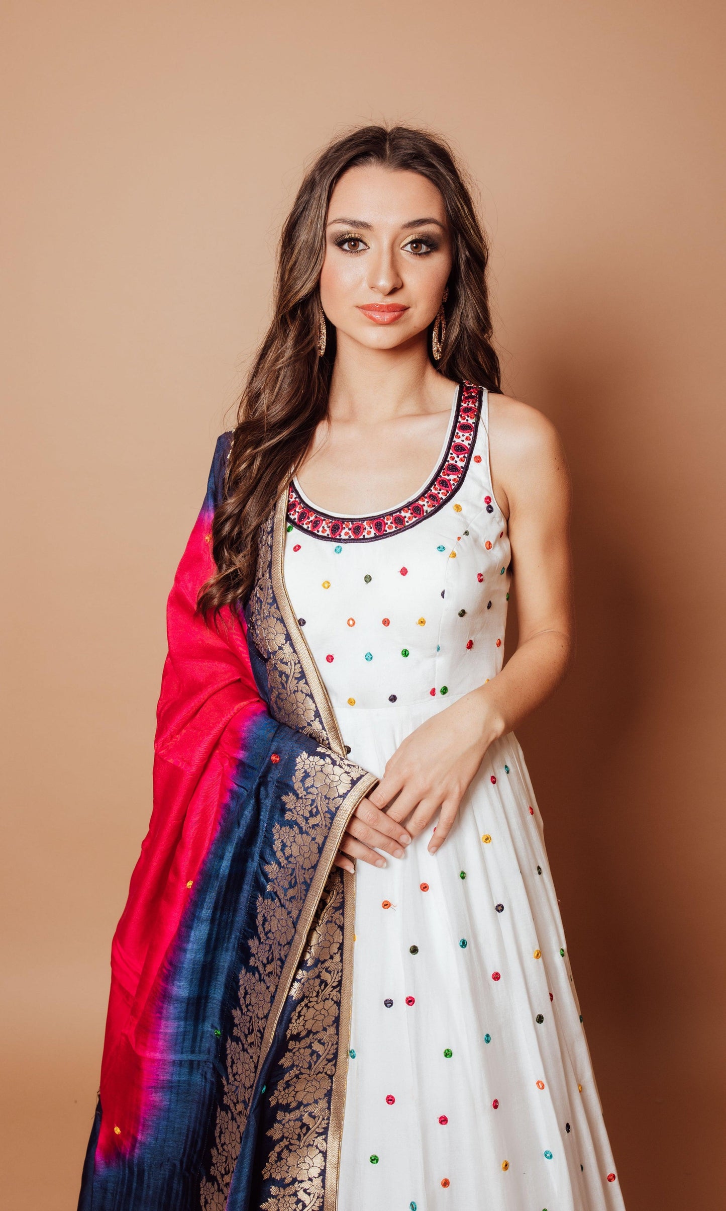 Briar White Anarkali Long Dress