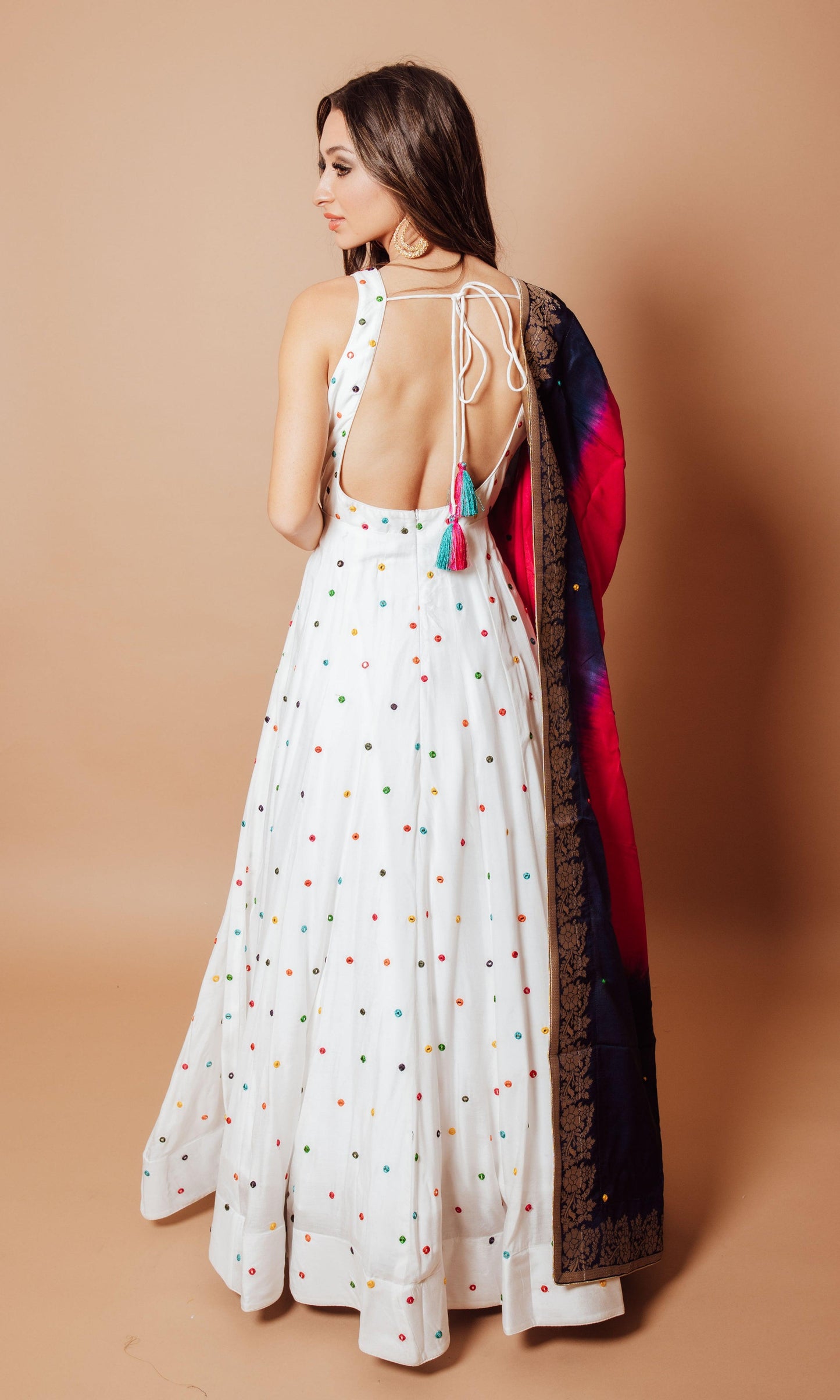 Briar White Anarkali Long Dress