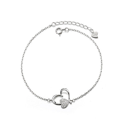 14k Rose Gold and Sterling Silver Heart Anklet with Crystals - The Avenue44