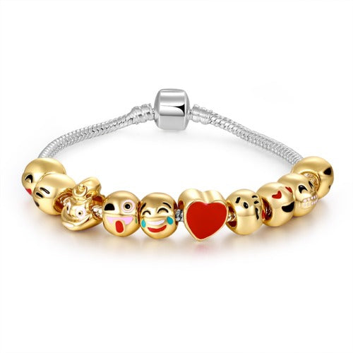 Emoji Charm Bracelet in 18K White Gold Plating - The Avenue44