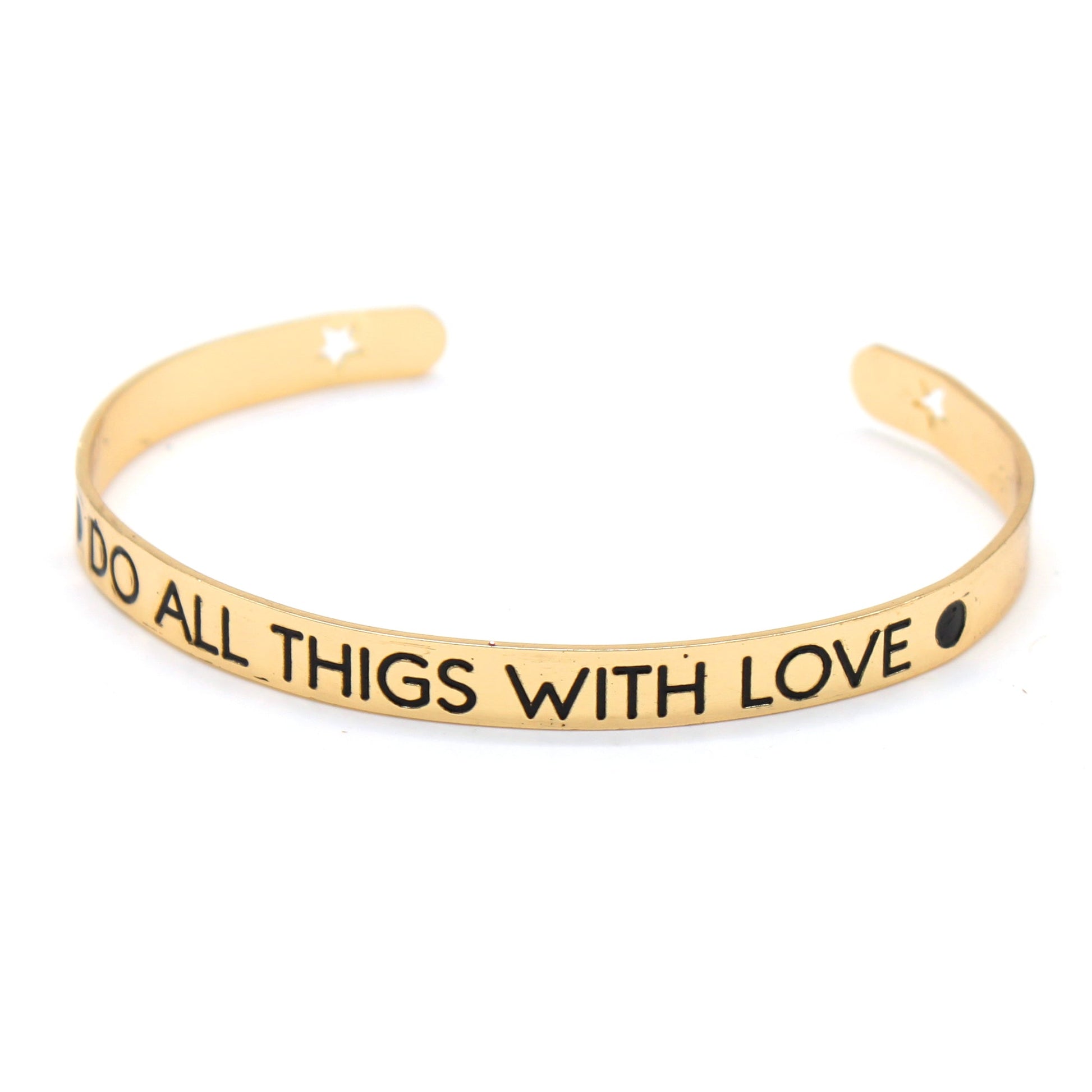 Stainless Steel Inspirational Bangle Bracelet -All Things With Love - The Avenue44