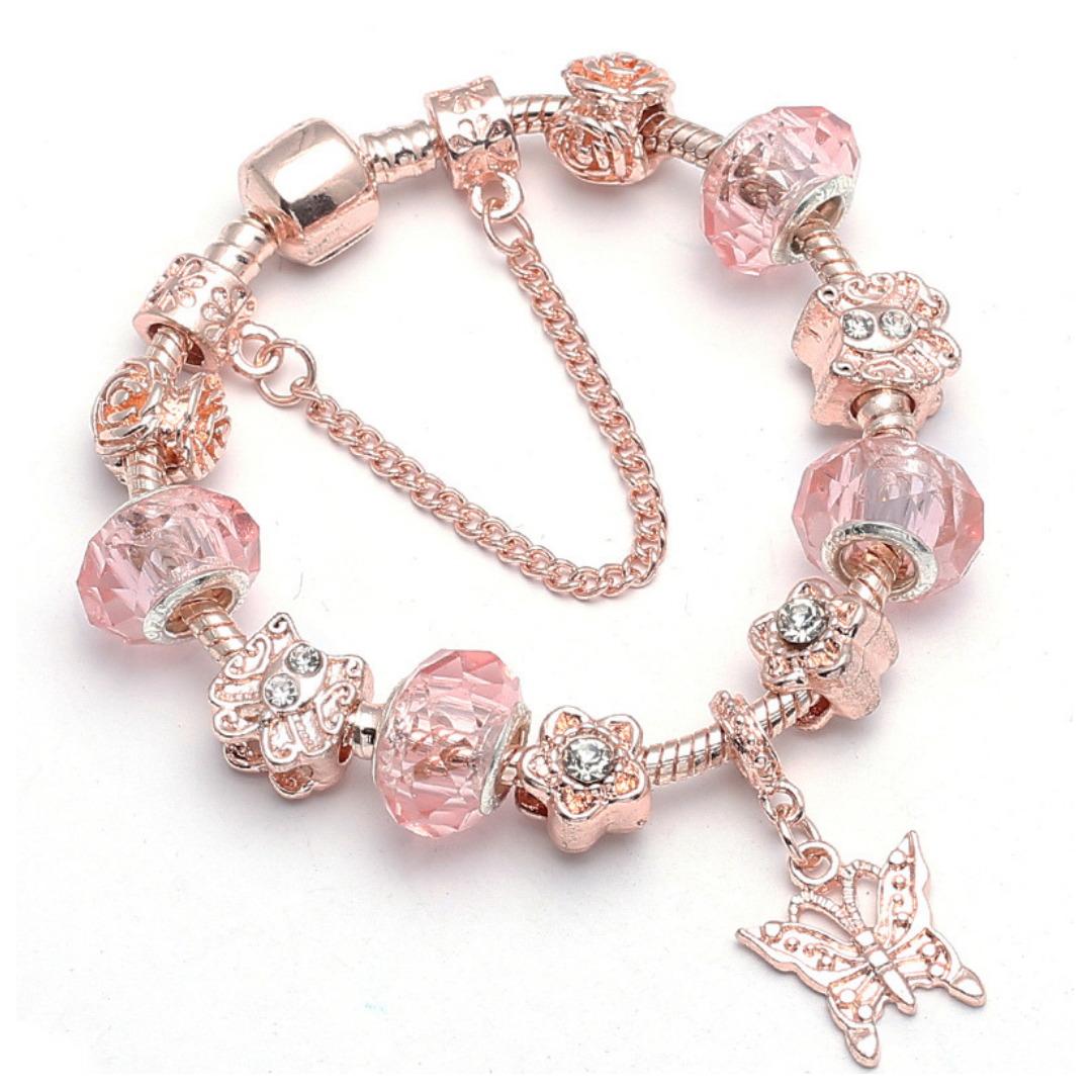 Swarovski Crystal Murano Butterfly Bracelet in 14K Rose Gold - The Avenue44