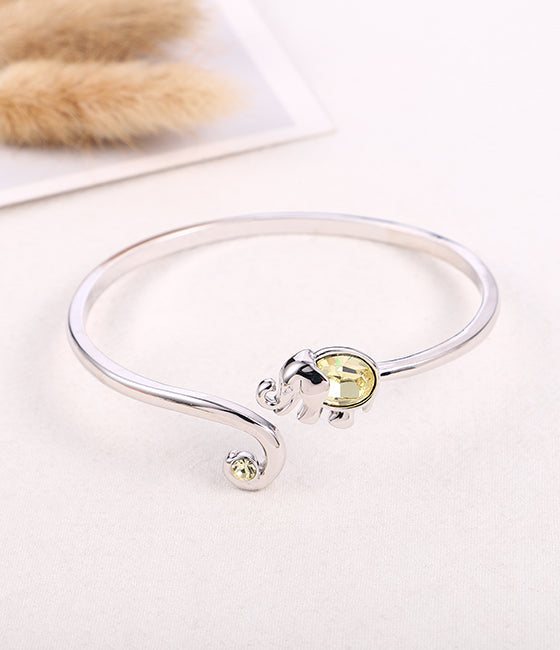 Swarovski Crystal Elephant Bangle Bracelet in 18K White Gold - The Avenue44
