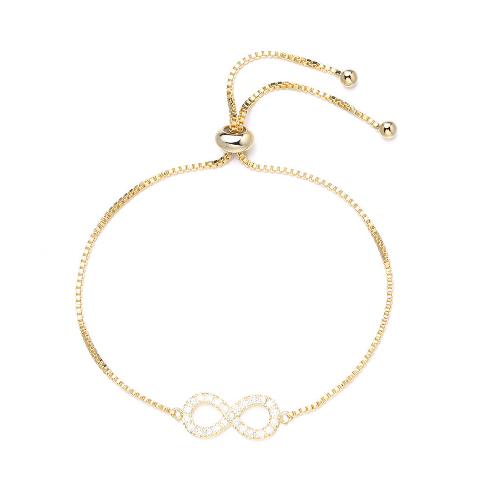 Adjustable Box Chain Tennis Bracelet with Infinity Pendant - The Avenue44