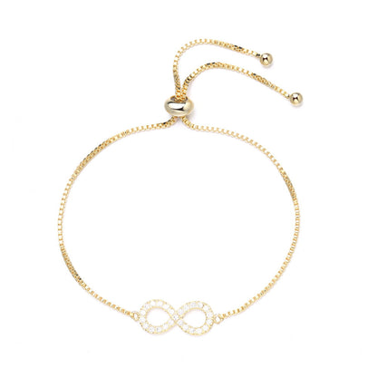 Adjustable Box Chain Tennis Bracelet with Infinity Pendant - The Avenue44