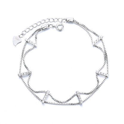 18k Gold And Sterling Silver Double Layer Bracelet with Swarovski Crystals - The Avenue44