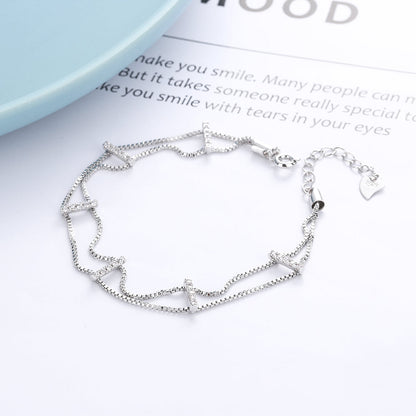 18k Gold And Sterling Silver Double Layer Bracelet with Swarovski Crystals - The Avenue44