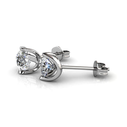18K White Gold over Sterling Silver Floating Halo Stud Earring with crystals from Swarovski - The Avenue44
