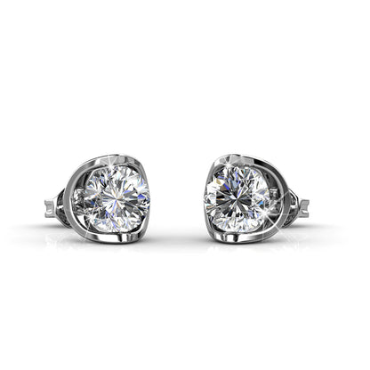 18K White Gold over Sterling Silver Floating Halo Stud Earring with crystals from Swarovski - The Avenue44