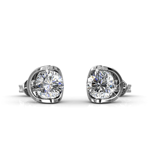 18K White Gold over Sterling Silver Floating Halo Stud Earring with crystals from Swarovski - The Avenue44