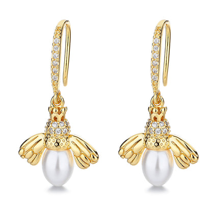 Fresh Water Pearl Bee Earrings - The Avenue44