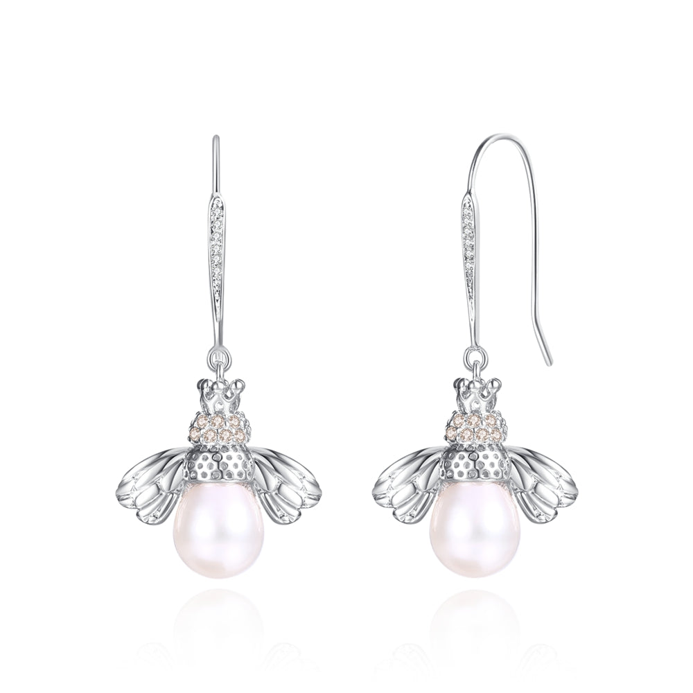 Fresh Water Pearl Bee Earrings - The Avenue44