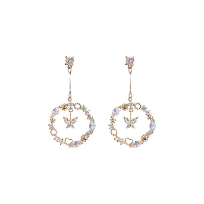 14K Gold Open Butterfly Drop Earring with crystals from Swarovski - The Avenue44