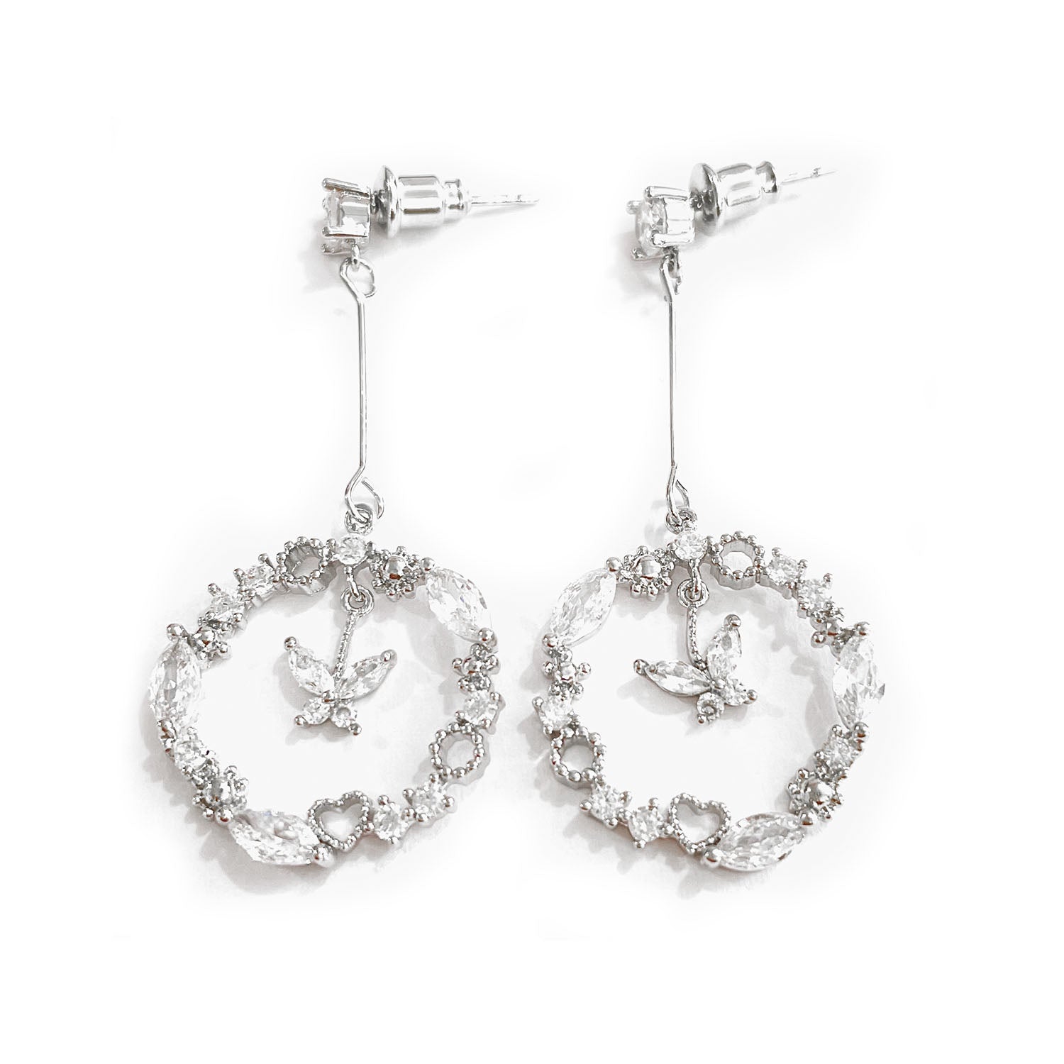14K Gold Open Butterfly Drop Earring with crystals from Swarovski - The Avenue44