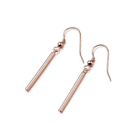 18K Rose Gold over Sterling Silver Bar Earrings - The Avenue44