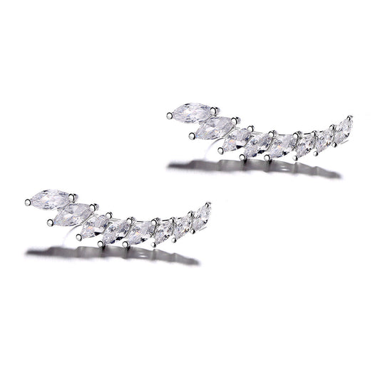 14K White Gold Marque Cut Swarovski Crystal Climber Crawler - The Avenue44