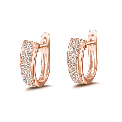 Crystal Huggie Earrings in 18k White Gold - The Avenue44