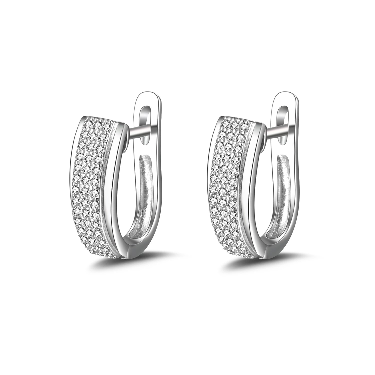 Crystal Huggie Earrings in 18k White Gold - The Avenue44