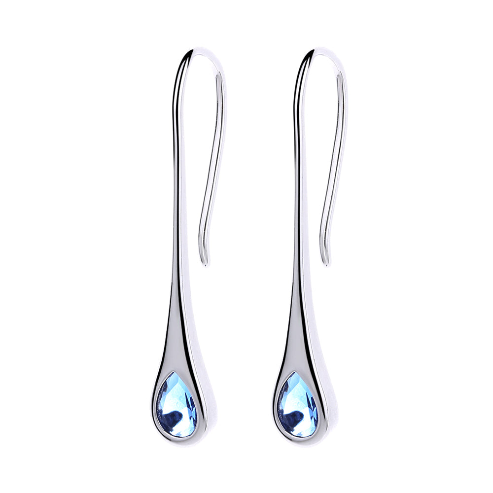 Amy and Annette Gemstone Sterling Silver Pull-through Minimalist Drop Earrings - The Avenue44