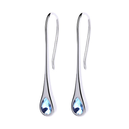 Amy and Annette Gemstone Sterling Silver Pull-through Minimalist Drop Earrings - The Avenue44