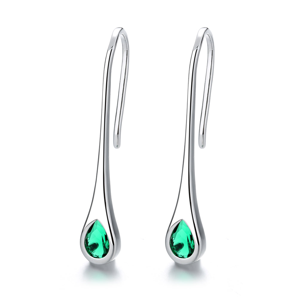 Amy and Annette Gemstone Sterling Silver Pull-through Minimalist Drop Earrings - The Avenue44